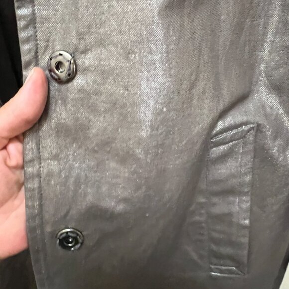 Elie Tahari Amy Metallic Coat - Linen and Cotton Snap Front in Size 10 - Picture 9 of 15